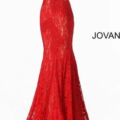 Jovani 37334 Strapless Embellished Lace Prom Dress Fitted Mermaid Long Peak Point Neckline Mermaid Dresses