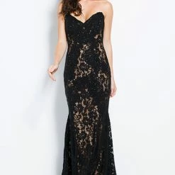 Jovani 37334 Embellished Lace Prom Dress Peak Point Neckline Fitted Mermaid Strapless Mermaid Dresses 28 Jovani 37334 Embellished Lace Prom Dress Peak Point Neckline Fitted Mermaid Strapless Mermaid Dresses