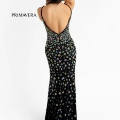 Backless Dresses Primavera Couture 3735 Beaded Floral Prom Dress Fitted V Neckline Slit Evening Gown 15 Backless Dresses Primavera Couture 3735 Beaded Floral Prom Dress Fitted V Neckline Slit Evening Gown