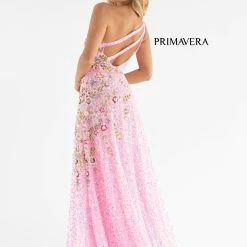 Primavera Couture 3736 Prom Dress Beaded One Shoulder Strap A Line Sequins Floral Details
