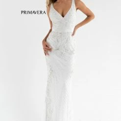 In Stock Primavera Couture 3741 Size 18 Prom Dress Beaded Lace And Diamond Design V Neckline V Back
