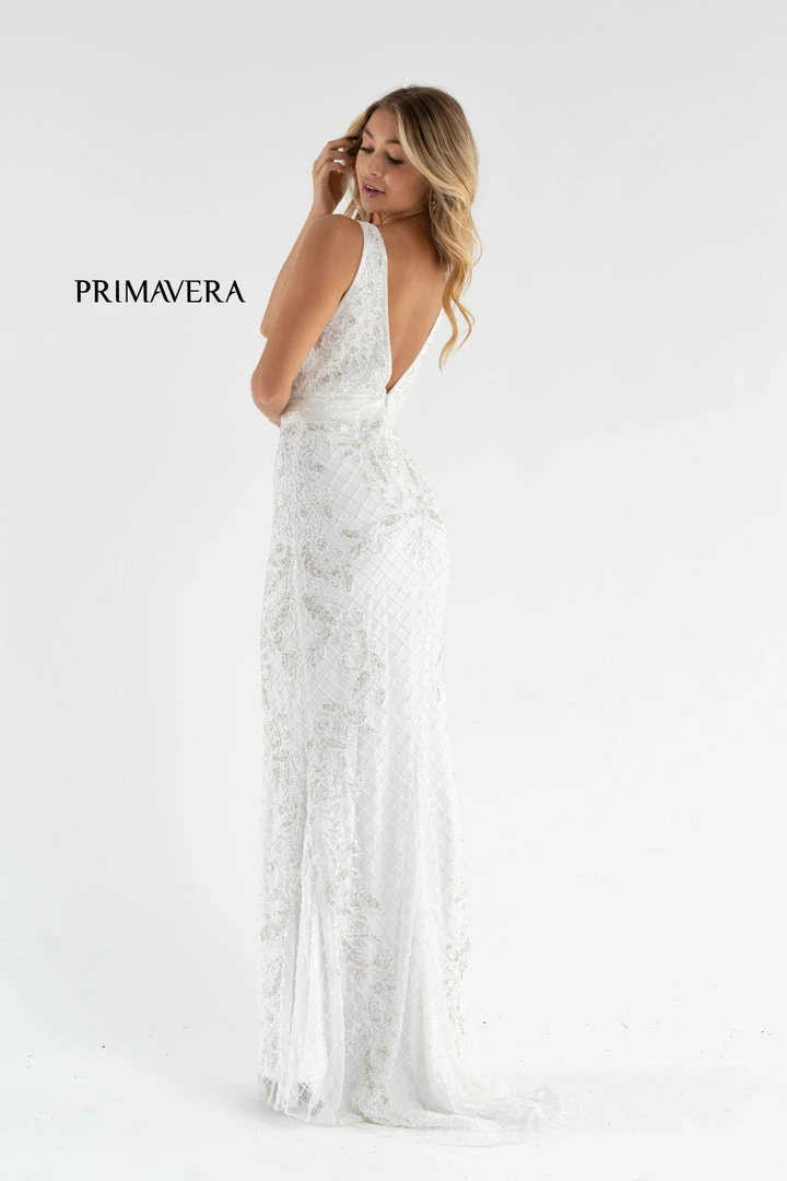 Primavera Couture 3741 Prom Dress Beaded Lace And Diamond Design V Neckline V Back 23 Primavera Couture 3741 Prom Dress Beaded Lace And Diamond Design V Neckline V Back