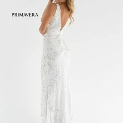 In Stock Primavera Couture 3741 Size 18 Prom Dress Beaded Lace And Diamond Design V Neckline V Back