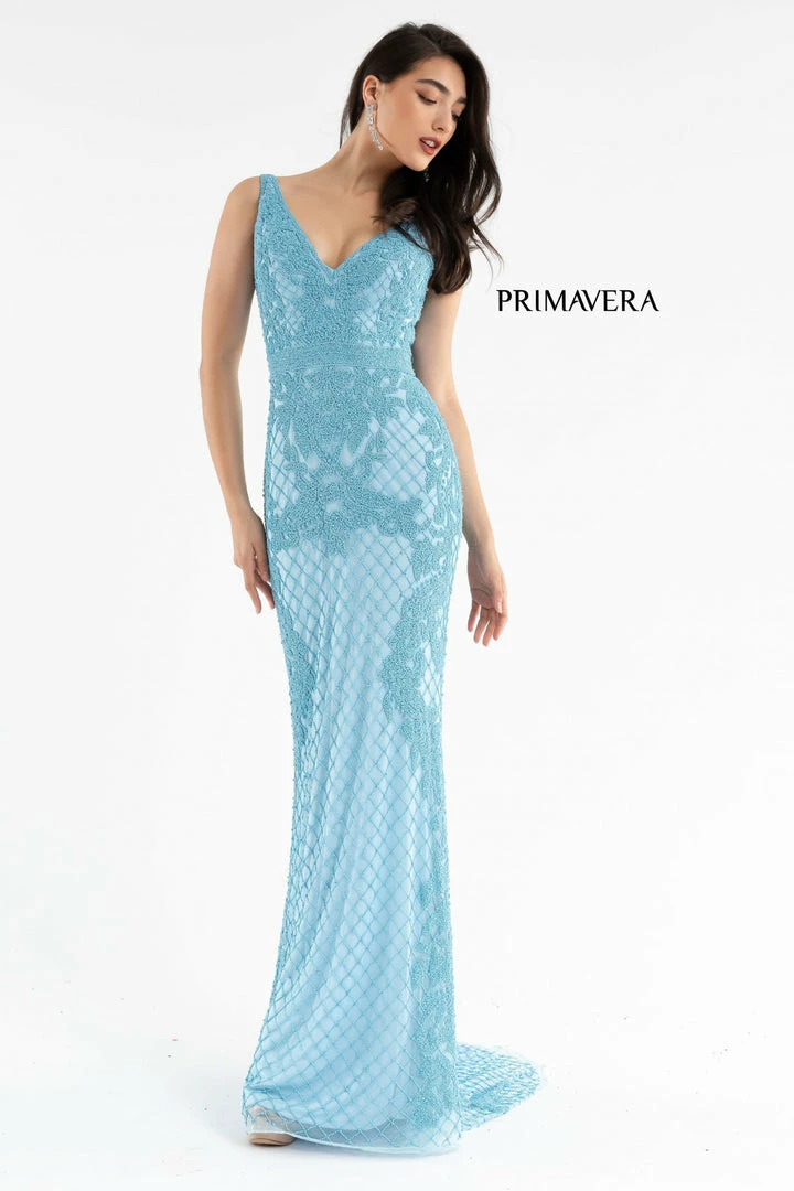 Primavera Couture 3741 Prom Dress Beaded Lace And Diamond Design V Neckline V Back 28 Primavera Couture 3741 Prom Dress Beaded Lace And Diamond Design V Neckline V Back