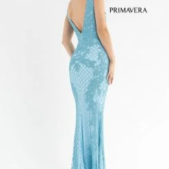 Primavera Couture 3741 Prom Dress Beaded Lace And Diamond Design V Neckline V Back 53 Primavera Couture 3741 Prom Dress Beaded Lace And Diamond Design V Neckline V Back