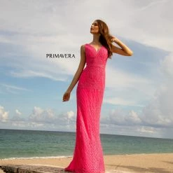 Primavera Couture 3741 Prom Dress Beaded Lace And Diamond Design V Neckline V Back 45 Primavera Couture 3741 Prom Dress Beaded Lace And Diamond Design V Neckline V Back