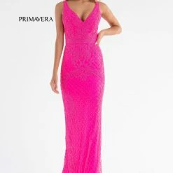 In Stock Primavera Couture 3741 Size 18 Prom Dress Beaded Lace And Diamond Design V Neckline V Back