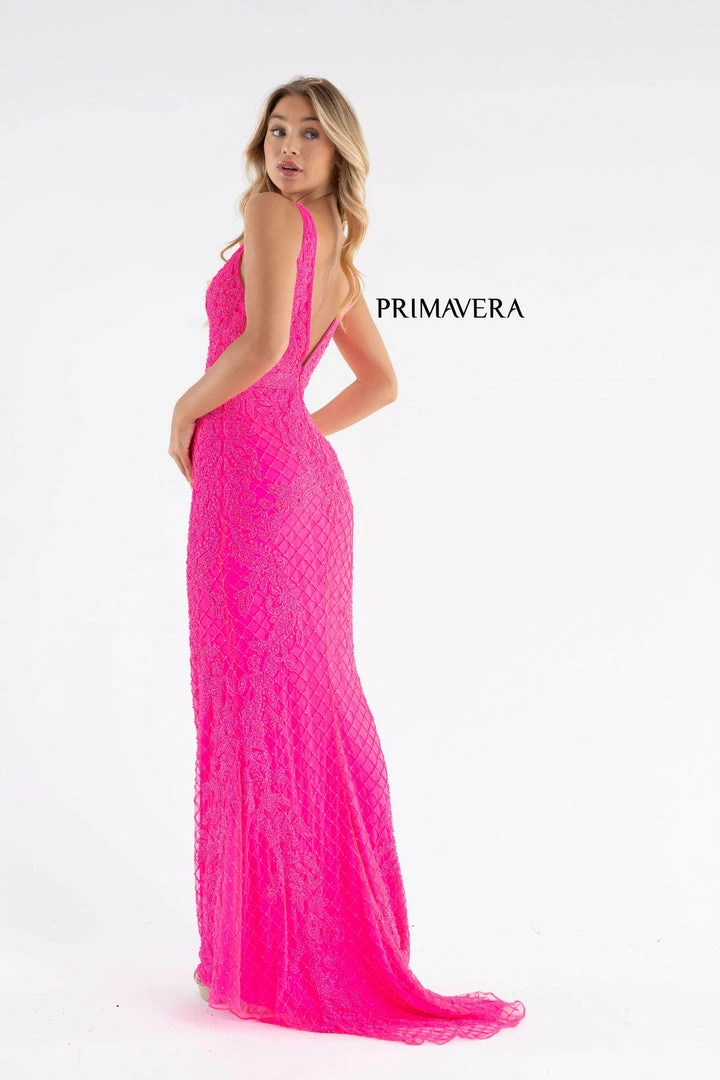 Primavera Couture 3741 Prom Dress Beaded Lace And Diamond Design V Neckline V Back 13 Primavera Couture 3741 Prom Dress Beaded Lace And Diamond Design V Neckline V Back