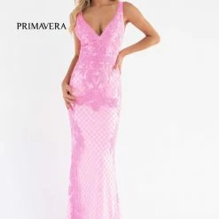 In Stock Primavera Couture 3741 Size 18 Prom Dress Beaded Lace And Diamond Design V Neckline V Back