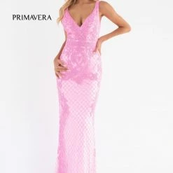 Primavera Couture 3741 Prom Dress Beaded Lace And Diamond Design V Neckline V Back 34 Primavera Couture 3741 Prom Dress Beaded Lace And Diamond Design V Neckline V Back