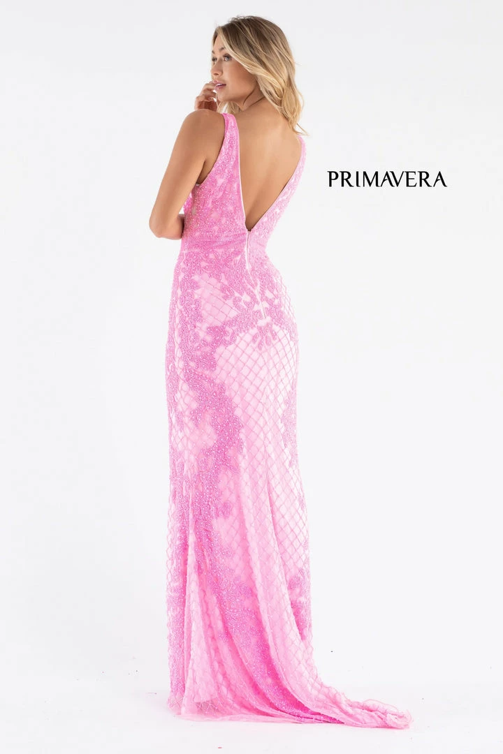 Primavera Couture 3741 Prom Dress Beaded Lace And Diamond Design V Neckline V Back 7 Primavera Couture 3741 Prom Dress Beaded Lace And Diamond Design V Neckline V Back