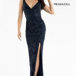 Primavera Couture 3745 Fully Beaded Prom Dress V Neckline V Back Evening Gown 21 Primavera Couture 3745 Fully Beaded Prom Dress V Neckline V Back Evening Gown