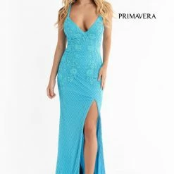 Sequin Dresses Primavera Couture 3747 Strappy Back Prom Dress Beaded V Neckline Evening Gown Slit 18 Sequin Dresses Primavera Couture 3747 Strappy Back Prom Dress Beaded V Neckline Evening Gown Slit