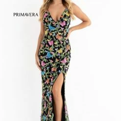 Primavera Couture 3748 Beaded Butterfly Prom Dress V Neckline Evening Gown Slit Backless Dresses 37 Primavera Couture 3748 Beaded Butterfly Prom Dress V Neckline Evening Gown Slit Backless Dresses