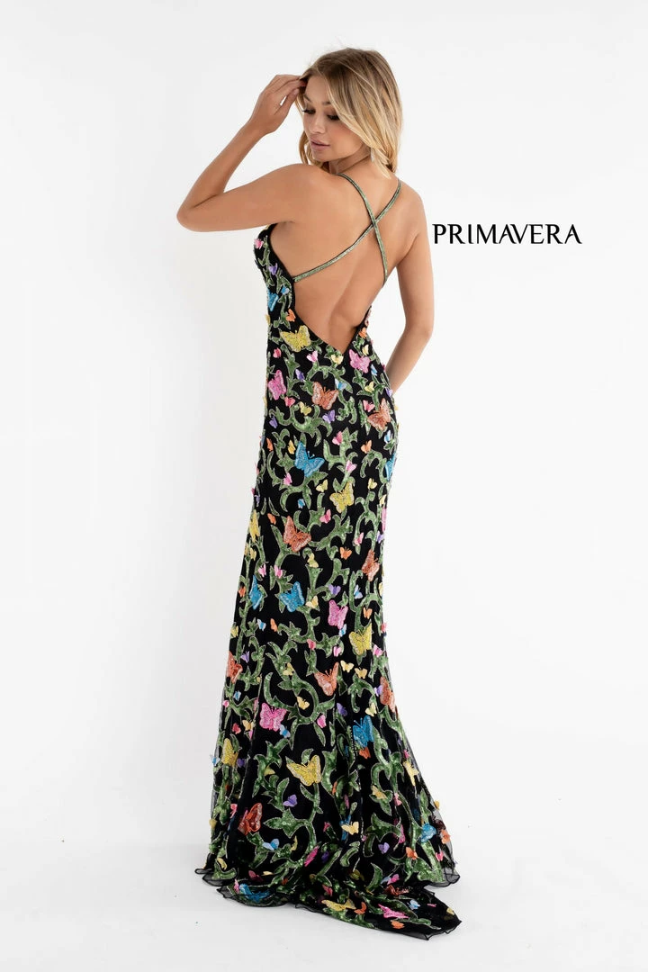 Primavera Couture 3748 Beaded Butterfly Prom Dress V Neckline Evening Gown Slit Backless Dresses 17 Primavera Couture 3748 Beaded Butterfly Prom Dress V Neckline Evening Gown Slit Backless Dresses