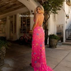 Primavera Couture 3748 Beaded Butterfly Prom Dress V Neckline Evening Gown Slit Backless Dresses 24 Primavera Couture 3748 Beaded Butterfly Prom Dress V Neckline Evening Gown Slit Backless Dresses