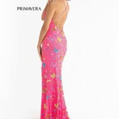 Primavera Couture 3748 Beaded Butterfly Prom Dress V Neckline Evening Gown Slit Backless Dresses 25 Primavera Couture 3748 Beaded Butterfly Prom Dress V Neckline Evening Gown Slit Backless Dresses