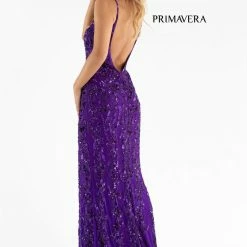 In Stock Primavera Couture 3749 Size 6 Neon Pink Sequined Prom Dress V Neckline Sweeping Train Evening Gown Backless Dresses 34 In Stock Primavera Couture 3749 Size 6 Neon Pink Sequined Prom Dress V Neckline Sweeping Train Evening Gown Backless Dresses