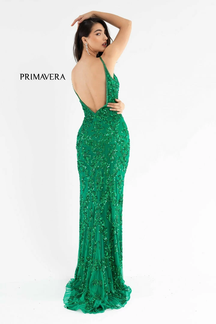 In Stock Backless Dresses Primavera Couture 3754 Size 12 Emerald Prom Dress Sequins V Neckline Evening Gown Backless Slit Train 4 In Stock Backless Dresses Primavera Couture 3754 Size 12 Emerald Prom Dress Sequins V Neckline Evening Gown Backless Slit Train