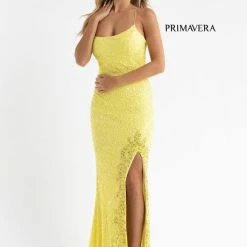 Primavera Couture 3758 Scoop Neckline Prom Dress Sequined Detailed Slit Lace Up Tie Back 17 Primavera Couture 3758 Scoop Neckline Prom Dress Sequined Detailed Slit Lace Up Tie Back