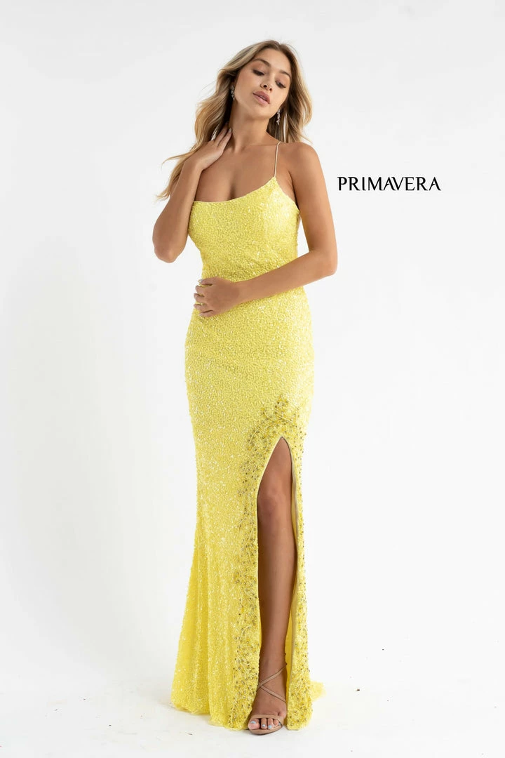 Primavera Couture 3758 Scoop Neckline Prom Dress Sequined Detailed Slit Lace Up Tie Back 8 Primavera Couture 3758 Scoop Neckline Prom Dress Sequined Detailed Slit Lace Up Tie Back