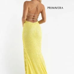 Primavera Couture 3758 Scoop Neckline Prom Dress Sequined Detailed Slit Lace Up Tie Back 16 Primavera Couture 3758 Scoop Neckline Prom Dress Sequined Detailed Slit Lace Up Tie Back