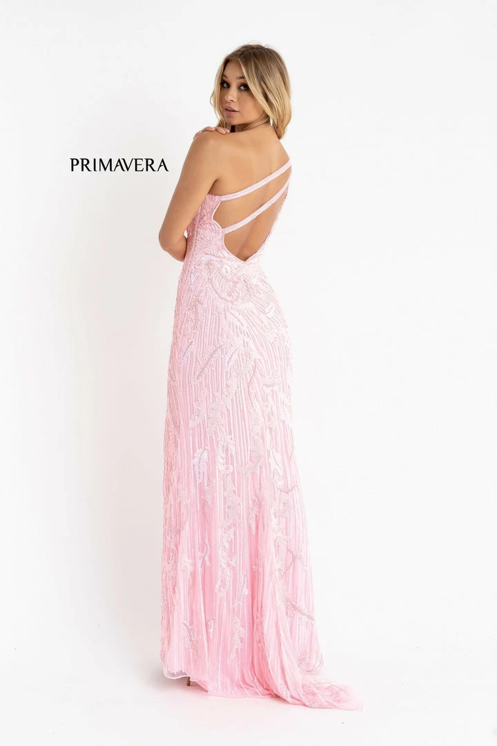 Backless Dresses Primavera Couture 3759 One Long Sleeve Prom Dress Sequined Evening Gown Slit 9 Backless Dresses Primavera Couture 3759 One Long Sleeve Prom Dress Sequined Evening Gown Slit