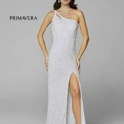 In Stock Primavera Couture 3761 Size 2, 4 One Shoulder Prom Dress Sequin Double Strap Back Slit Train Bright Blue Backless Dresses 85 In Stock Primavera Couture 3761 Size 2, 4 One Shoulder Prom Dress Sequin Double Strap Back Slit Train Bright Blue Backless Dresses