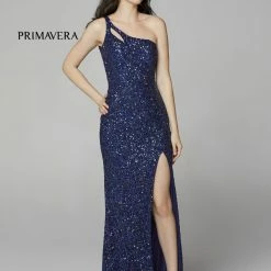 In Stock Primavera Couture 3761 Size 2, 4 One Shoulder Prom Dress Sequin Double Strap Back Slit Train Bright Blue Backless Dresses 80 In Stock Primavera Couture 3761 Size 2, 4 One Shoulder Prom Dress Sequin Double Strap Back Slit Train Bright Blue Backless Dresses