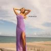 Primavera Couture 3761 One Shoulder Prom Dress Sequin Double Strap Back Slit Train Backless Dresses