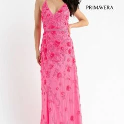 Primavera Couture 3772 3D Floral Maxi Prom Dress Sequins V Neckline Open Back 31 Primavera Couture 3772 3D Floral Maxi Prom Dress Sequins V Neckline Open Back
