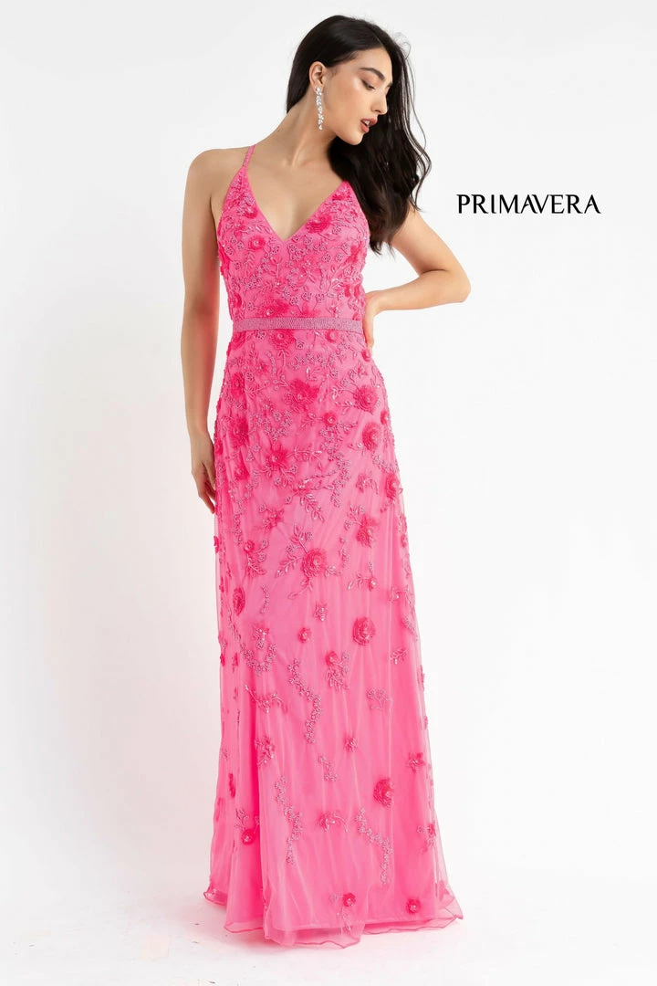 Primavera Couture 3772 3D Floral Maxi Prom Dress Sequins V Neckline Open Back 15 Primavera Couture 3772 3D Floral Maxi Prom Dress Sequins V Neckline Open Back