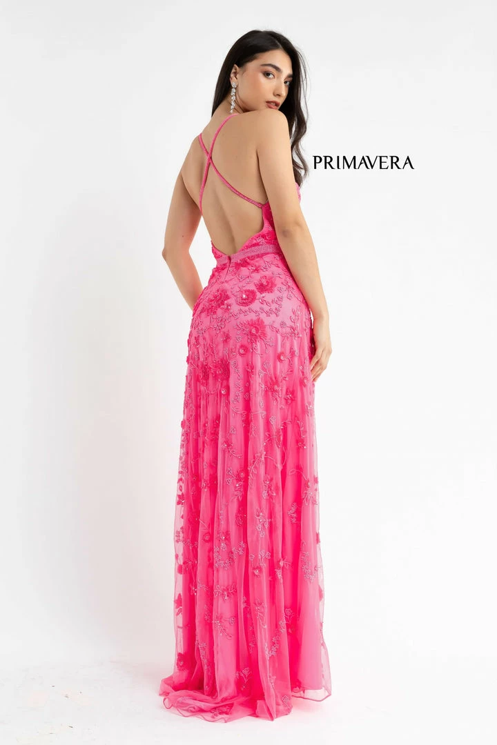 Primavera Couture 3772 3D Floral Maxi Prom Dress Sequins V Neckline Open Back 13 Primavera Couture 3772 3D Floral Maxi Prom Dress Sequins V Neckline Open Back