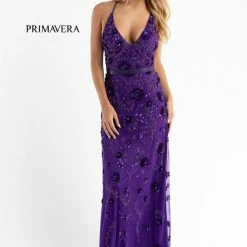Primavera Couture 3772 3D Floral Maxi Prom Dress Sequins V Neckline Open Back 26 Primavera Couture 3772 3D Floral Maxi Prom Dress Sequins V Neckline Open Back
