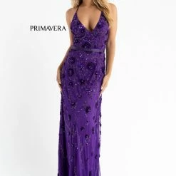 Primavera Couture 3772 3D Floral Maxi Prom Dress Sequins V Neckline Open Back 21 Primavera Couture 3772 3D Floral Maxi Prom Dress Sequins V Neckline Open Back