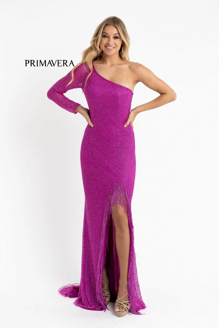 In Stock Fringe & Tassels Primavera Couture 3773 Size 2 Beaded One Long Sleeve Prom Dress Evening Gown Fringe Open Slit 12 In Stock Fringe & Tassels Primavera Couture 3773 Size 2 Beaded One Long Sleeve Prom Dress Evening Gown Fringe Open Slit