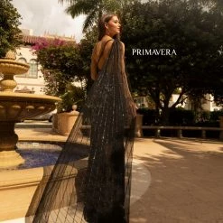 Backless Dresses Primavera Couture 3779 One Shoulder Prom Evening Dress Beaded Sequins Cape 20 Backless Dresses Primavera Couture 3779 One Shoulder Prom Evening Dress Beaded Sequins Cape