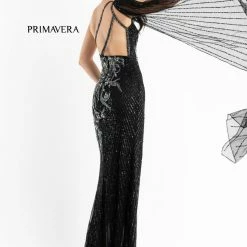 Backless Dresses Primavera Couture 3779 One Shoulder Prom Evening Dress Beaded Sequins Cape 29 Backless Dresses Primavera Couture 3779 One Shoulder Prom Evening Dress Beaded Sequins Cape
