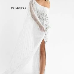 Backless Dresses Primavera Couture 3779 One Shoulder Prom Evening Dress Beaded Sequins Cape 27 Backless Dresses Primavera Couture 3779 One Shoulder Prom Evening Dress Beaded Sequins Cape