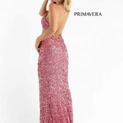 Backless Dresses Primavera Couture 3781 Beaded Prom Dress Short With Overskirt V Neckline Backless