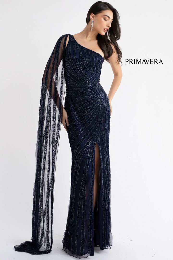 Primavera Couture 3783 One Shoulder Prom Dress Evening Gown Sequined Cape Slit Sequin Dresses 7 Primavera Couture 3783 One Shoulder Prom Dress Evening Gown Sequined Cape Slit Sequin Dresses