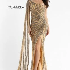 Primavera Couture 3783 One Shoulder Prom Dress Evening Gown Sequined Cape Slit Sequin Dresses 27 Primavera Couture 3783 One Shoulder Prom Dress Evening Gown Sequined Cape Slit Sequin Dresses