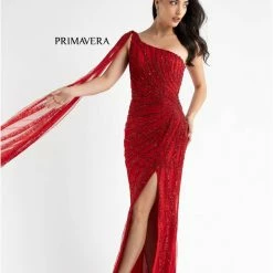 Primavera Couture 3783 One Shoulder Prom Dress Evening Gown Sequined Cape Slit Sequin Dresses 31 Primavera Couture 3783 One Shoulder Prom Dress Evening Gown Sequined Cape Slit Sequin Dresses