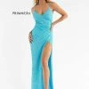 In Stock Primavera Couture 3791 Size 0, 4 Turquoise Prom Dress V Neckline Sequins Lace Up Tie Back Side Slit Backless Dresses