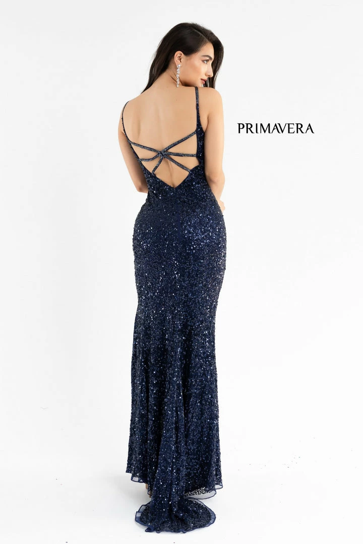 Primavera Couture 3792 Sequin Prom Dress V Neckline Strappy Open Back Side Slit Train 31 Primavera Couture 3792 Sequin Prom Dress V Neckline Strappy Open Back Side Slit Train