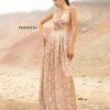 Primavera Couture 3795 Sequined Evening Gown V Neckline V Back Prom Dress A Line Sequin Dresses