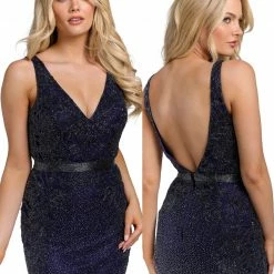 Primavera Couture 3804 Short 2022 Homecoming Dress Fitted Sequin Cocktail Dress Backless Dresses