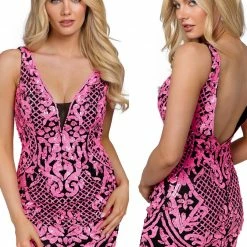 Primavera Couture 3806 Short 2022 Homecoming Dress Fitted Sequin Cocktail Dress Backless Dresses