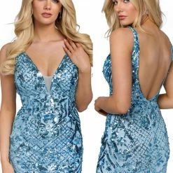 Primavera Couture 3806 Short 2022 Homecoming Dress Fitted Sequin Cocktail Dress Backless Dresses