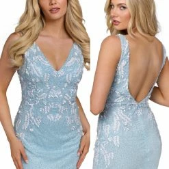 Primavera Couture 3807 Short 2022 Homecoming Dress Fitted Sequin Cocktail Dress Backless Dresses